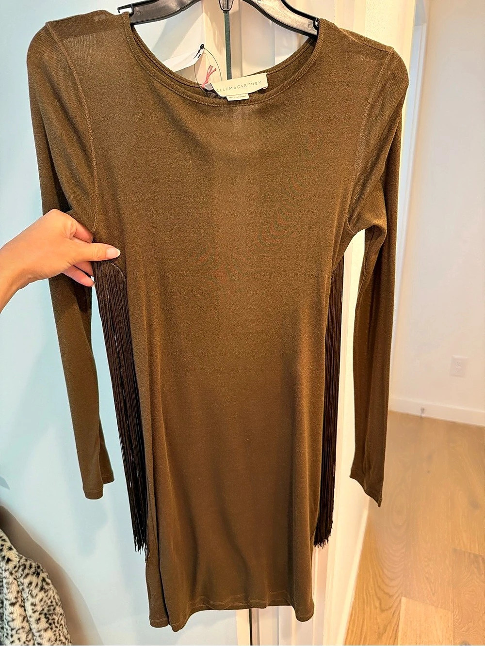 Stella McCartney Fringe Mini Dress Brown